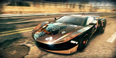 A very flashy-looking, grey supercar