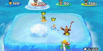 A 4-player game, resembling ice hockey