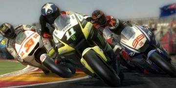 A close tussle for position as at least 5 bikes try to fit through one corner