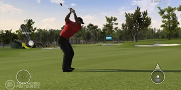 Tiger Woods, half-way through a swing
