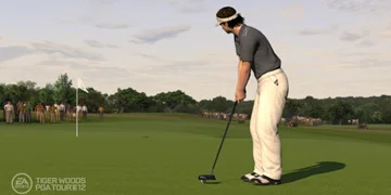 A player, preparing to putt