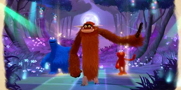 Seamus, dancing with Elmo and the cookie monster