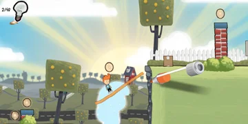 Max, using an orange pathway to get up a hill