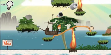 The player has draw a bridge between to small islands