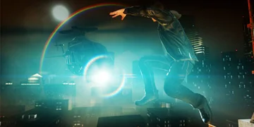 A helicopter spotlight