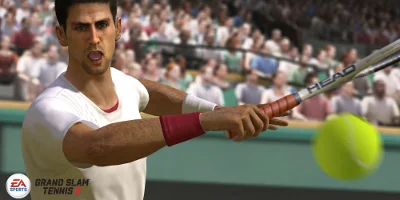 Tennis player hitting the ball