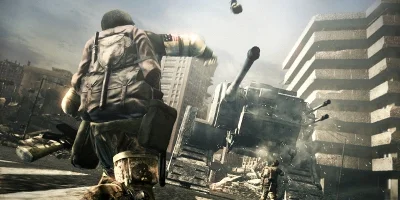 Soldier throwing a grenade