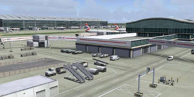A view of some of the detailed ground vehicles at Heathrow