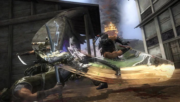 ninja slashing bad guy