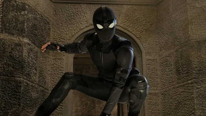 Image showing Spiderman in his new Black suit in a crouched pose