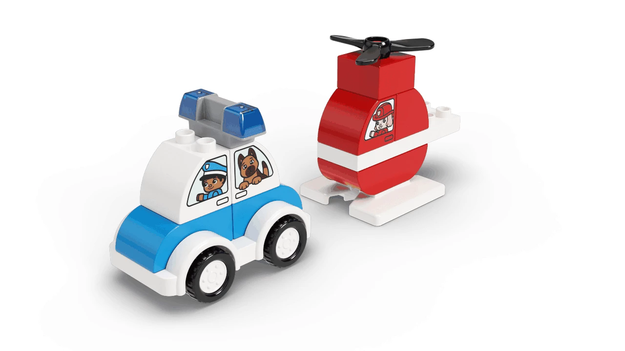 lego duplo car and helicopter
