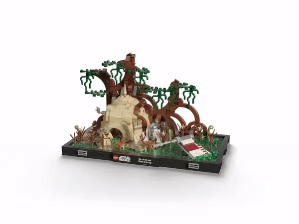 Rotating gif showing the Lego Star Wars model