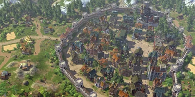 A huge city, with strong walls surrounding it