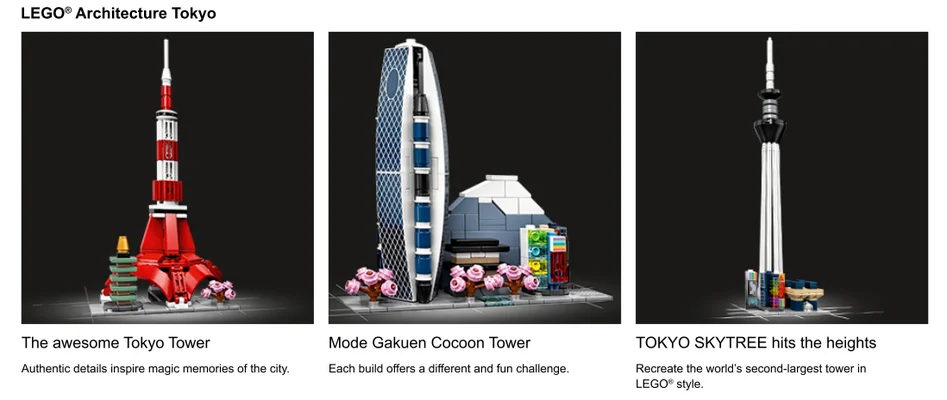 close up of each structure