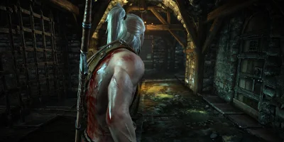 character walking throughcastle hall