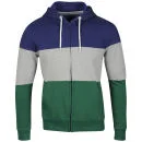Brave Soul Men's Wilcocks Zip Through Hoody - Ink/Green/Grey