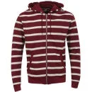 Brave Soul Men's Rocker Striped Zip Thru Hoody - Burgundy
