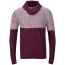 Brave Soul Men's Saber Shawl Neck Jumper - Bordeaux