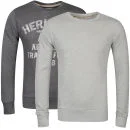 Brave Soul Men's Sebubla 2-Pack Crew Neck Sweat Jumpers-Charcoal Marl / Grey Marl