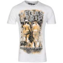 Ringspun Men's Photo Print Strip T-Shirt - White/Gold