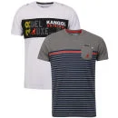Kangol Men's Rumour And Yoda T-shirt 2pk Grey Marl/White