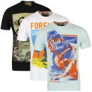 South Shore Men's 3 Pack T-Shirts - Pastel Blue/Black/Optic White