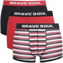 Brave Soul Men's 3-Pack Boxers - Red/Black/Stripe