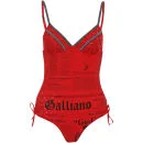 John Galliano Women's Newsprint Diamante Swimsuit - Red - 12 - Red Image 1