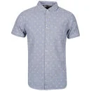 Brave Soul Heritage Men's Orpheus Short Sleeve Anchor Print Shirt - Blue
