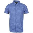 Brave Soul Men's Gallaghere Printed Short Sleeve Shirt - Blue