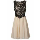 Little Mistress Women's Lace Overlay Prom Dress - Black/Cream - 8 Image 1