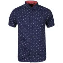 Brave Soul Men's Oryx Short Sleeve Star Print Shirt - Navy