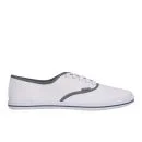 Ringspun Men's David Trim Canvas Pumps - White/Charcoal