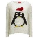 Love Knitwear Women's Cute Penguin Christmas Jumper - White - UK 10 - White Image 1