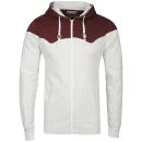 Osaka Men's Hooded Zip Through - Oatmeal / Burgundy