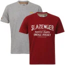 Slazenger Men's 2-Pack T-Shirts - Berry/Dark Grey Marl