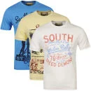 South Shore Men's 3 Pack T-Shirts - Swedish Blue/Pale Yellow/Ivory