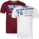 Seven Series Men's Mazza and Lukey 2-Pack T-Shirts - White/Mahogany