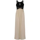 Little Mistress Lace Insert Embellished Maxi Prom Dress - Black/Cream - 8 - Black / Cream Image 1