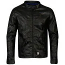 Crosshatch Men's Leather Look Jacket - Black/Blue