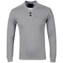 Dissident Men's Button Neck Contrast Logo Sweatshirt - Light Grey Marl