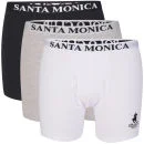 Santa Monica Men's 3 Pack Boxers - Black/White/Grey
