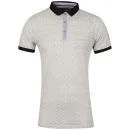 Brave Soul Men's Premiere Hexagonal Print Polo Shirt - White/Dark Navy