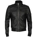 Bench Men's Washed Leather Look Transformer Jacket - Black