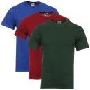 Fruit of the Loom/Jerzees Men's 3 Pack T-Shirts - Small - Burgundy/Bottle Green/Dark Blue