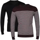 Brave Soul Men's Galaxy 2-Pack Knitwear - Wine/Ecru/Black