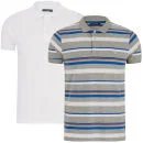 Brave Soul Men's 2-Pack Aquitania Polo Shirts - Multi Stripe/White