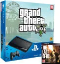 PS3: New Sony PlayStation 3 Slim Console (500 GB) - Black - Includes - The Last of Us and GTA V Image 1