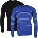 Brave Soul Men's Simon 2-Pack Knitwear - Royal/White/Black Stripe & Navy Solid