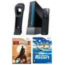 Nintendo Wii Console (Black): Bundle (Including Wii Sports Resort and Red Steel 2) Image 1